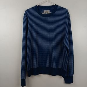Jack Spade Blue Stripe Crewneck 100% Wool Sweater Size XL